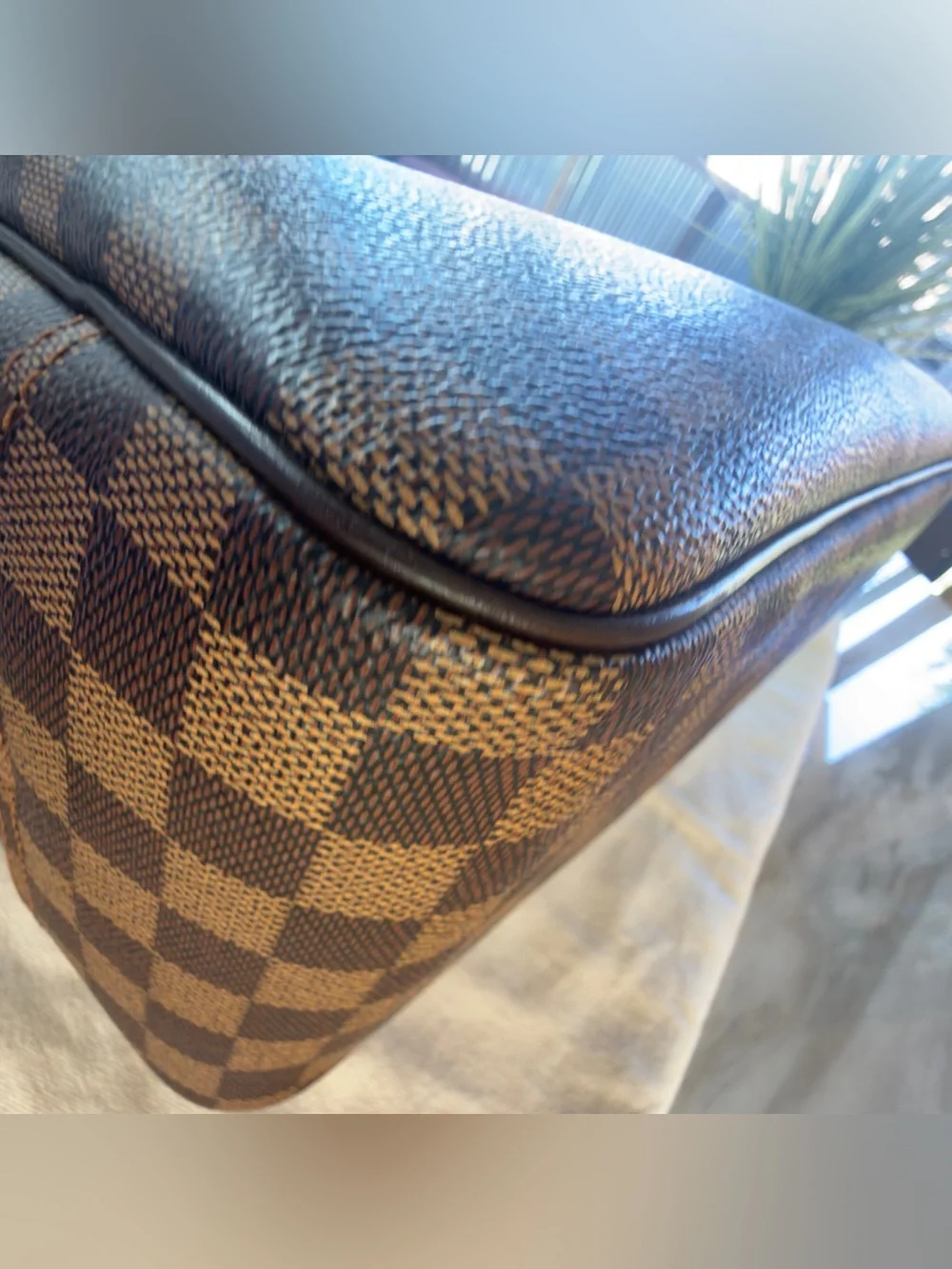 Louis Vuitton Brown Damier Ebene Checkered Briefcase with Gold Hardware